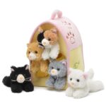 Plush Cat House with Cats