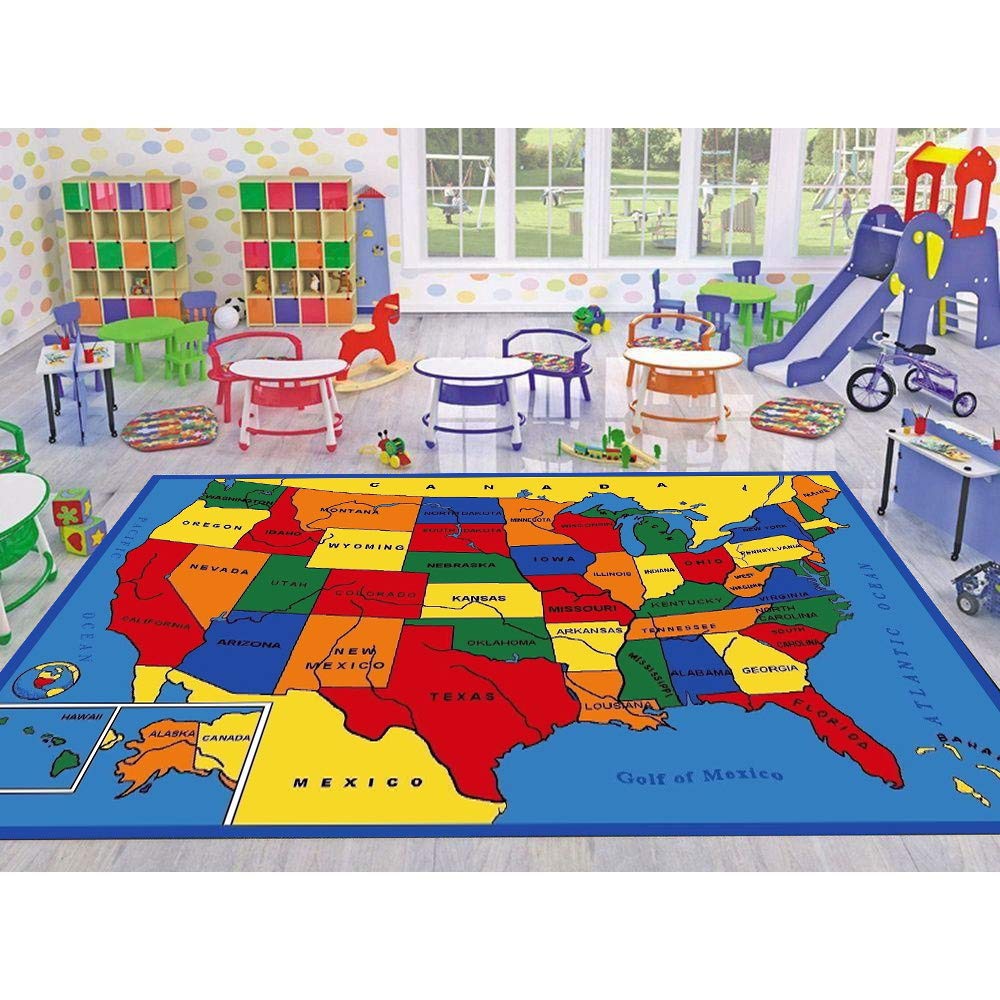 71bEI43Yc9L Educational USA Map Area Rug - Image 1