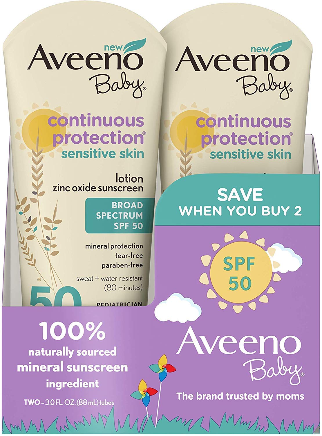 71qg3VCzzsL Aveeno Baby SPF 50 Lotion - Image 1