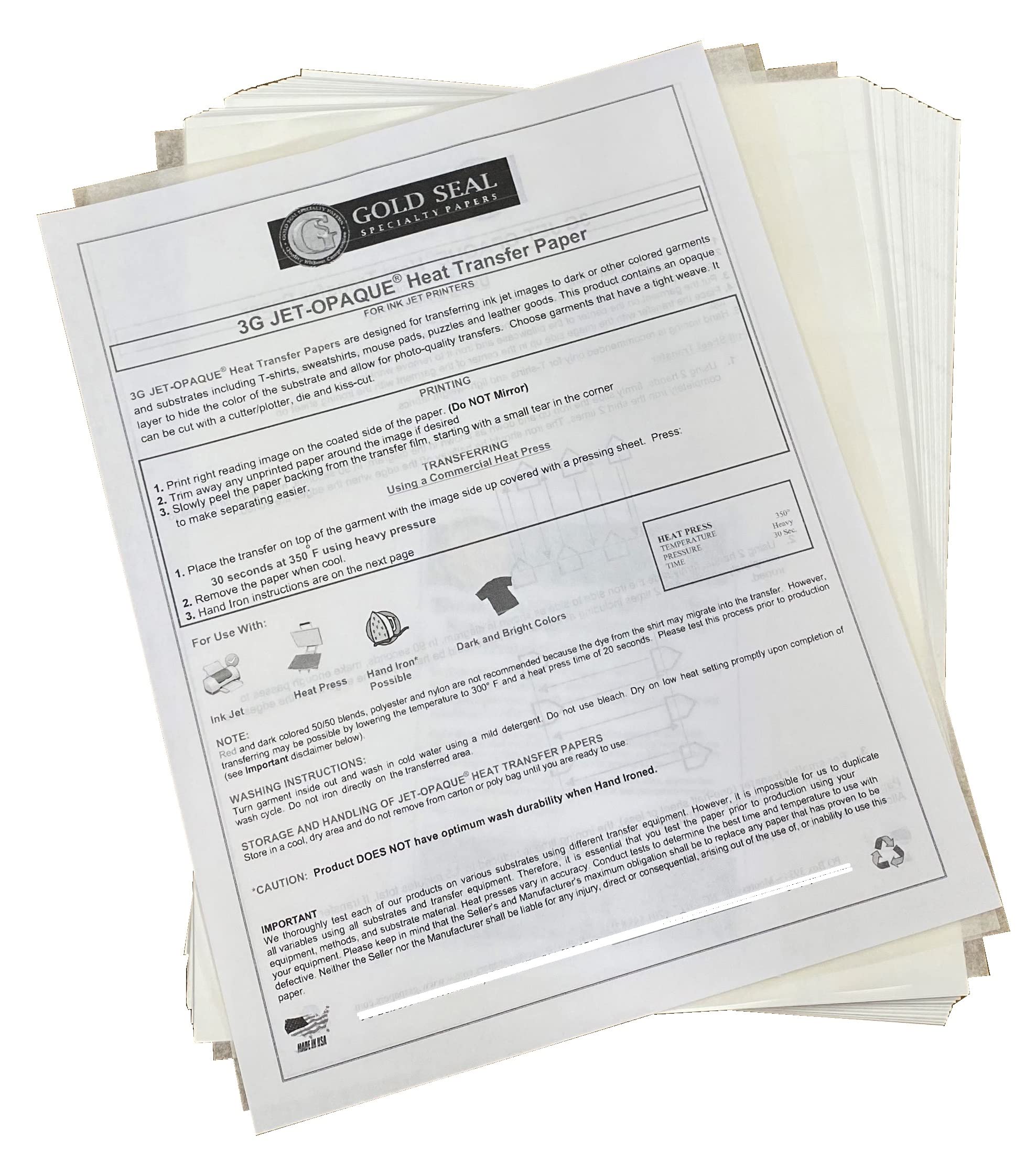81WAW82a0SL Neenah 3G Jet Opaque Transfer Paper - White (8.5x11 inches) - Image 1